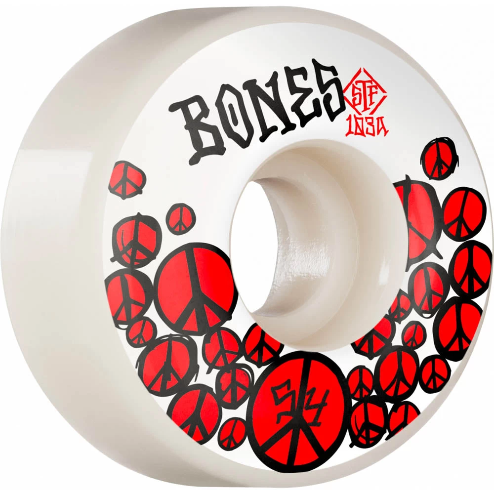 Bones - Peace 54MM 103A V1 Standard STF Skateboard Wheels 3 Bones - Peace 54MM 103A V1 Standard STF Skateboard Wheels