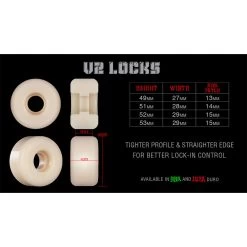 Bones - Retros 52MM 103A V2 Locks STF Skateboard Wheels -Famous Skate Shop bones stf v2 shape